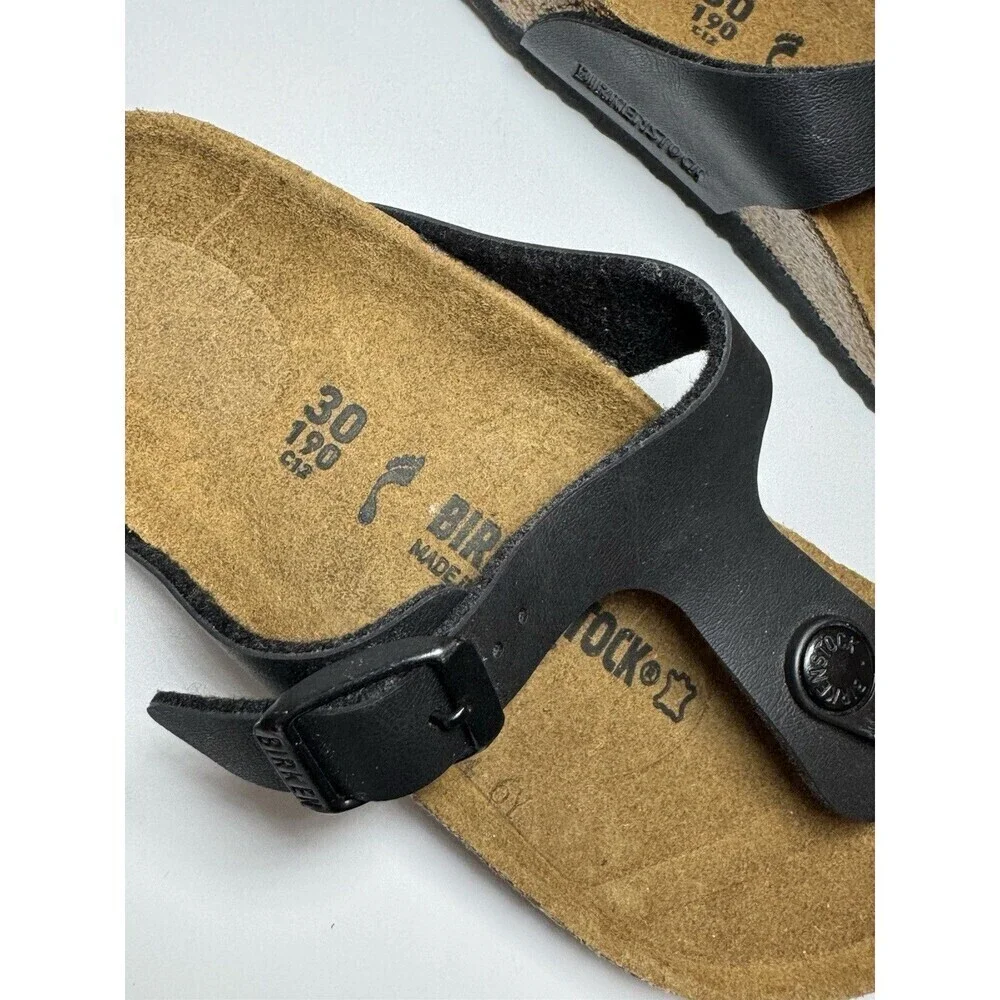 Birkenstock Gizeh Birko-Flor Sandals Black Kids Size US C 12 EU 30 Girls NARROW